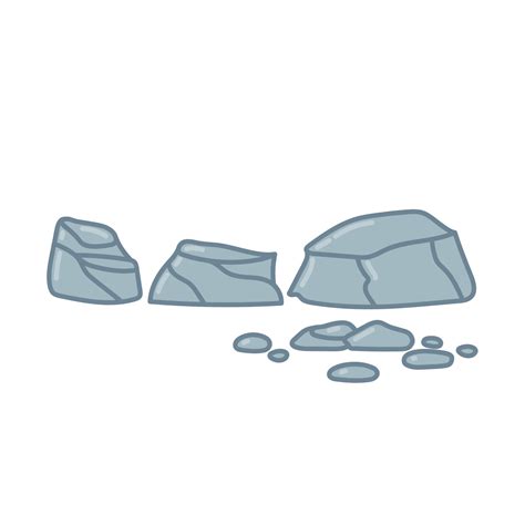 Big Cracked Stones Set Rocks For Garden Design Hand Drawn