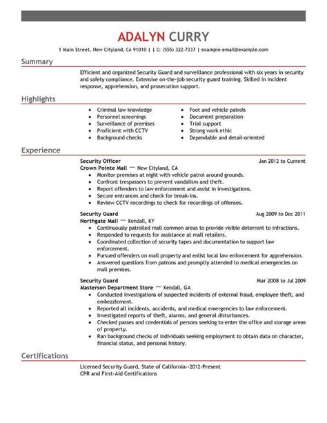 13 Best Security Services Resume Templates Professional Format