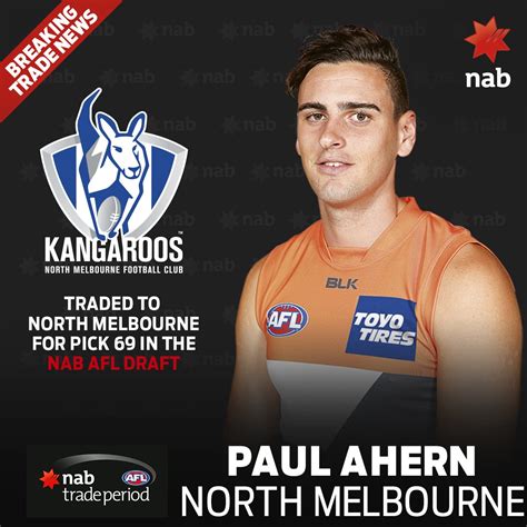 Afl On Twitter Paul Ahern Has Been Traded To Nmfcofficial For Pick