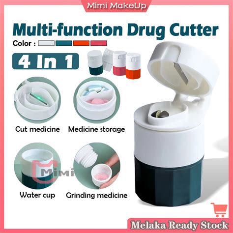 4 IN 1 Medicine Cracker Cutter Grinding Pill Box Portable Cutting