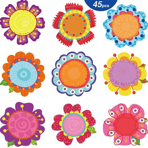 Pieces Flowers Cut Outs Springtime Blooms Cutouts Versatile Colorful