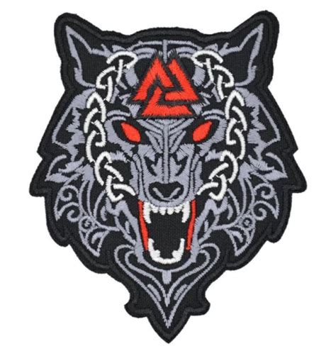 Fenrir Patch Valknut Wolf Norse Mythology Viking Odin God Fenris Lfr