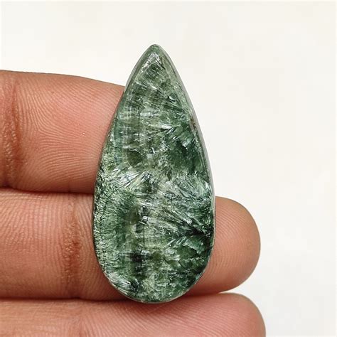 Pear Shape Seraphinite Cabochon Gemstone X X Mm Seraphinite