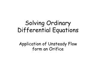 Ppt Part Ordinary Differential Equations Odes Powerpoint