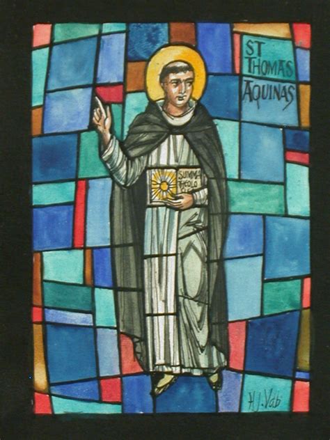 Design Drawing For Stained Glass Window With St Thomas Aquinas Heavy Set With His Summa