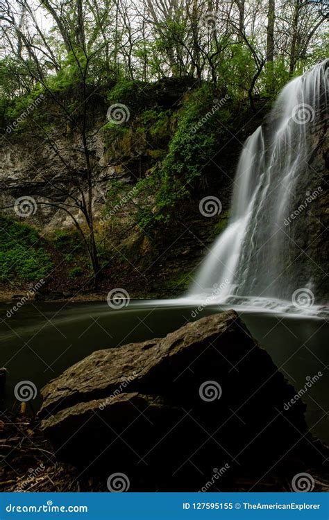 Hayden Falls Wide Waterfall In Canyon Dublin Ohio Stock Image