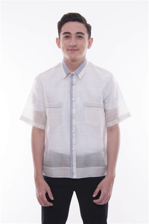 Made Out Of Jusi This Fun Short Sleeved Barong Can Be Worn At The