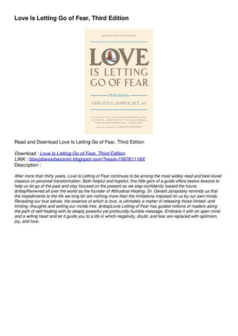 READ PDF Love Is Letting Go Of Fear Third Edition Read Love Is