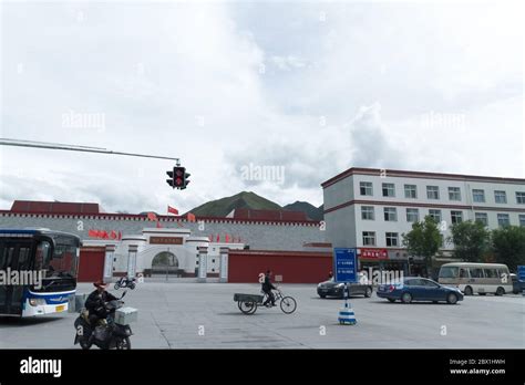 Lhasa Tibet China August The Street Scene Of Lhasa City