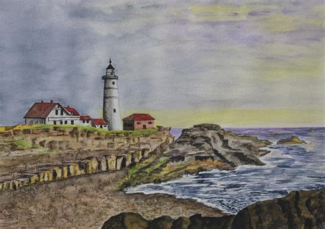 Portland Head Lighthouse Painting by Linda Brody - Pixels