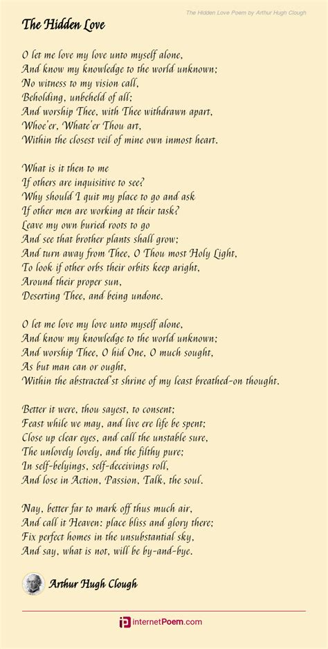 The Hidden Love Poem By Arthur Hugh Clough