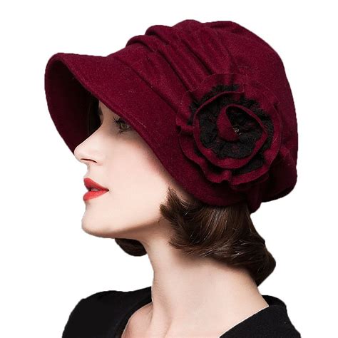 Hats for Women: 1920s Style Hats Decorative Flowers Wool Beret $28.40 ...