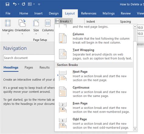 C Mo Eliminar Un Salto De Secci N En Microsoft Word