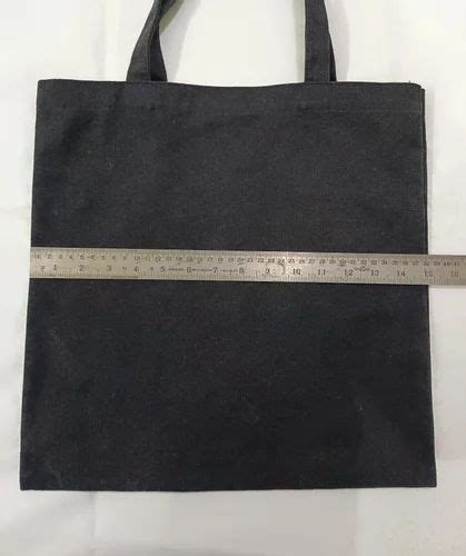 Printed Loop Handle Black Cotton Canvas Tote Bag 10 20 Kgs Size