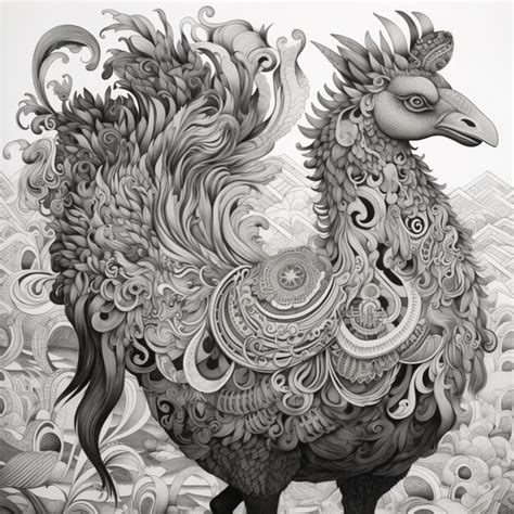 Premium Photo A Close Up Of A Drawing Of A Rooster With A Large Head