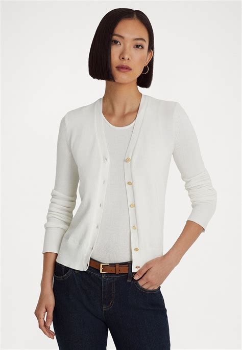 Lauren Ralph Lauren Denzel Long Sleeve Cardigan Kardigán White