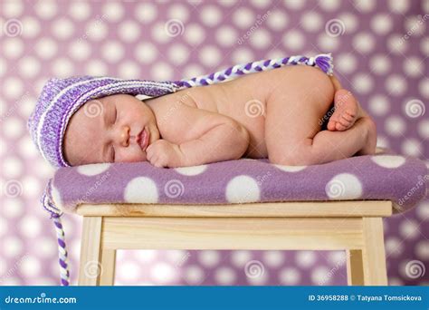 Little Baby Girl Sleeping On A Chair Stock Photo Image Of Healthy