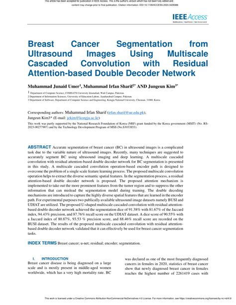 PDF Breast Cancer Segmentation From Ultrasound Images Using