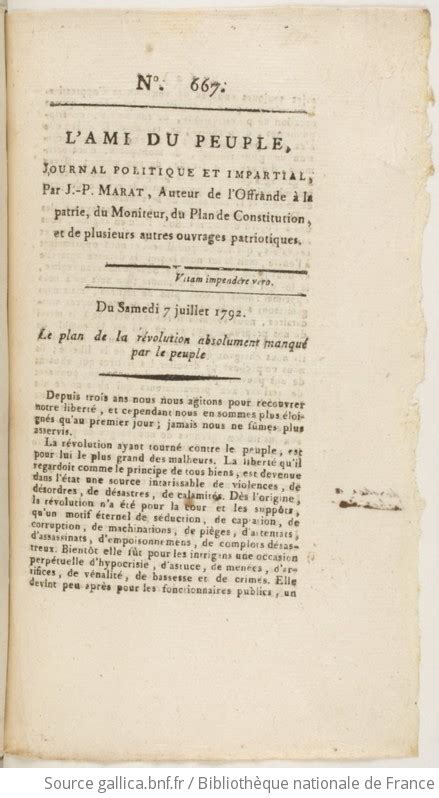 L Ami Du Peuple Ou Le Publiciste Parisien Journal Politique Libre Et