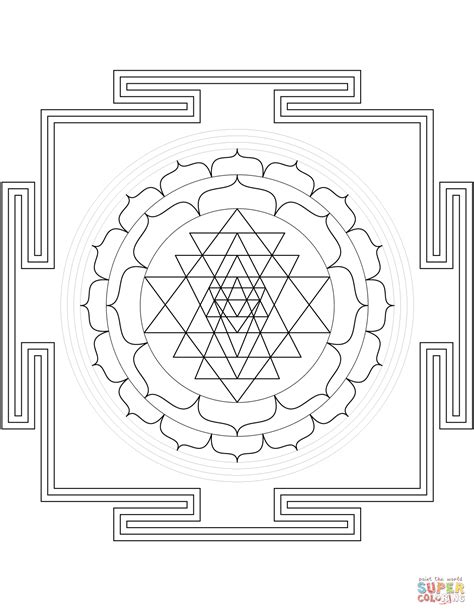 Dibujo De Mandala Sri Yantra Para Colorear Dibujos Para Colorear