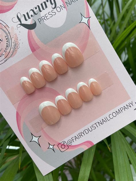 Nude French Manicure Press On Nails Glue On Nails Stick On Nails Fake Nails False Nails Etsy