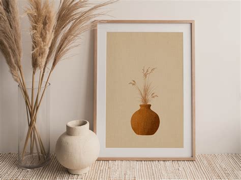 Pampas Grass In Terracotta Jar Neutral Tone Wall Art Minimal Etsy