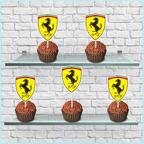 Toppers Tag Enfeite Decora O De Doces Logo Ferrari Elo