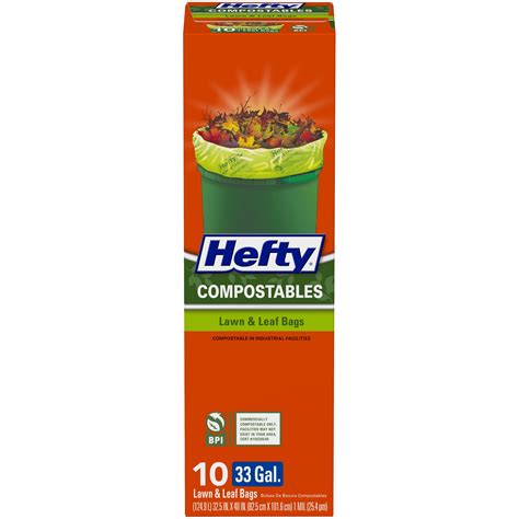 Hefty® Compostable Lawn And Leaf Trash Bags 33 Gallon 10 Bags Walmart