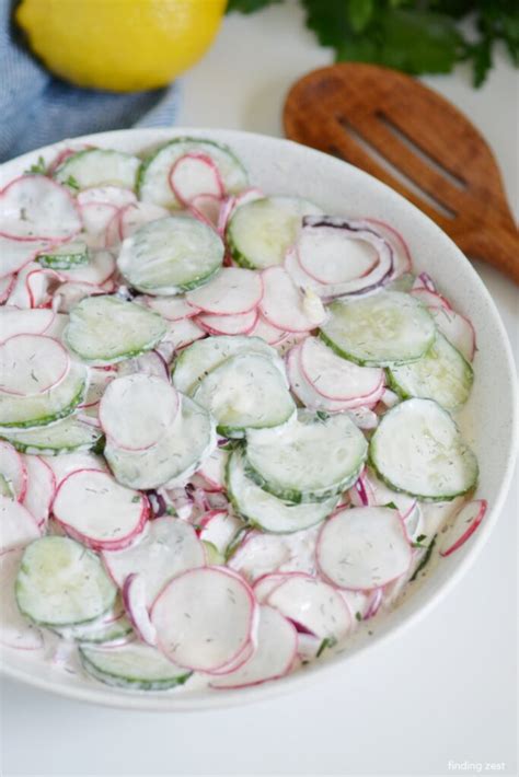 Cucumber Radish Salad With Creamy Dill Dressing Finding Zest