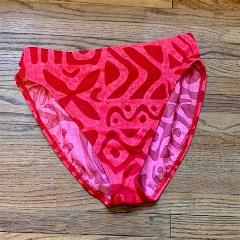 Vintage Swim Vtg Funky Aztec Bright Neon S S High Waisted Swim Bikini Bottoms Pink Hawaii
