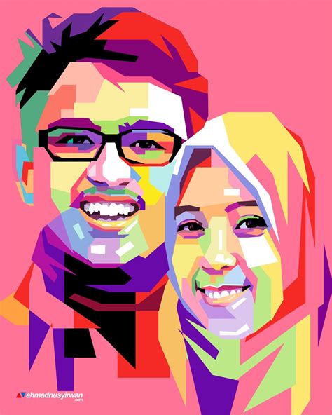 Portraits Pop Art Wpap Couple Cartoon Cubist Art Style Digital