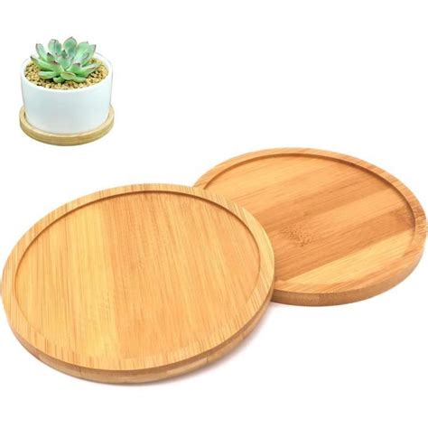 Lot De Plateaux Ronds En Bambou Pour Pot De Fleurs Cm Pour