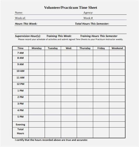 Free Printable Community Service Log Sheet Template Business Psd Excel Word Pdf