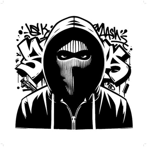 Premium Vector Gangster Thug Bandit Silhouette People In Graffiti Tag