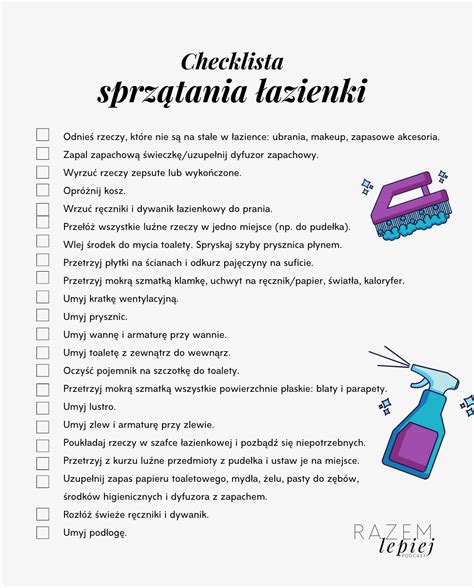 Jak Sprz Ta Azienk Checklista Do Pobrania I Wydrukowania Plan