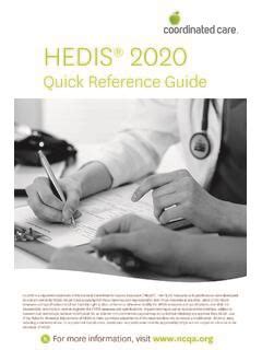 Hedis Quick Reference Guide Coordinated Care Health Hedis