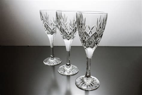 Crystal Wine Glasses Champagne Glasses Set Of 3 Cut Glass Fan And Diamond Pattern Barware