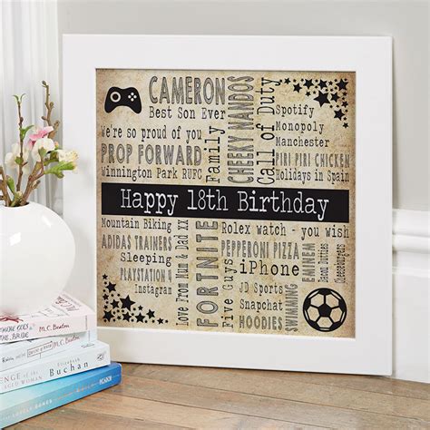 18th Birthday Gift Ideas for Men | Unique Word Art Picture