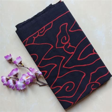 Jual Batikcirebon Batik Tulis Motif Mega Mendung Garis Hitam Merah