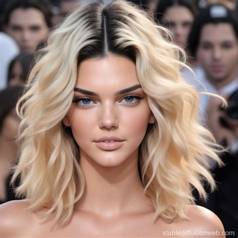 Blonde Kendall Jenner With Blue Eyes And Curly Hair Stable Diffusion Online