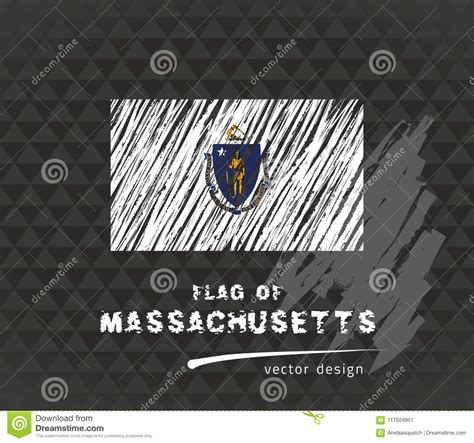 Massachusetts Flagge Gezeichnete Illustration Der Vektorskizze Hand