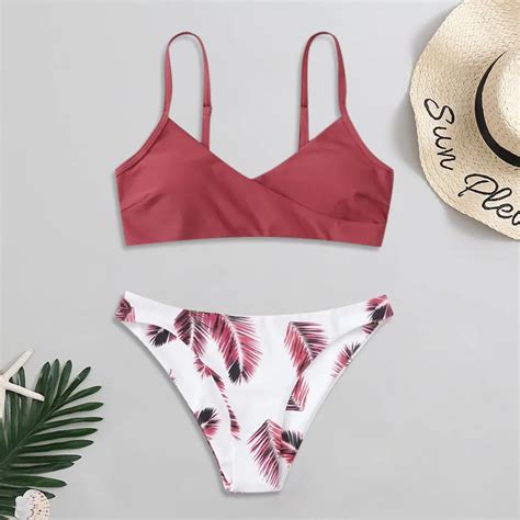 Sexy Bandeau Bikini Set Women Floral Print Swimwear Push Up Swimsuit Brazilian Biquini Bikinis