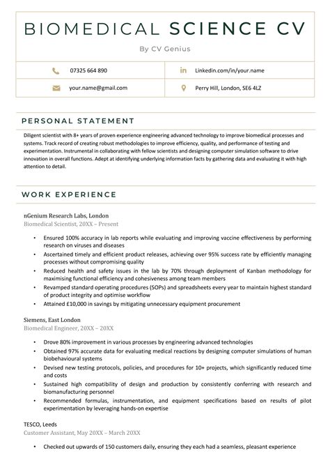 Science Cv Example And Writing Tips Resume Genius Off