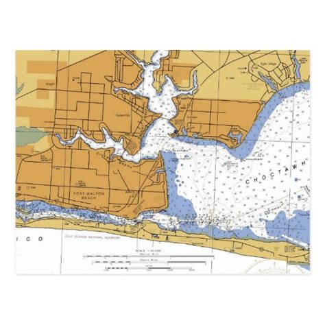 Fort Walton Beach, FL Nautical Chart Postcard | Zazzle