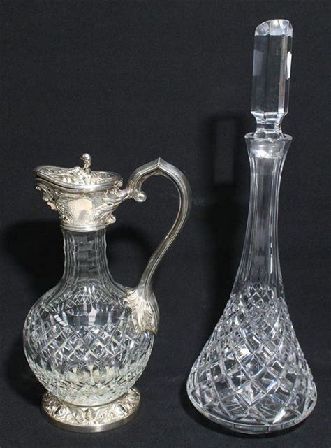 Crystal Claret Jug And Decanter With Silver Plate Mounts Jugs And Ewers Silver Plate