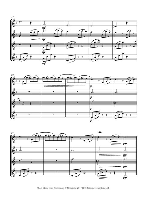 Beethoven Fur Elise Sheet Music For Clarinet Quartet