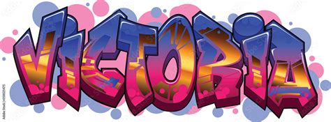 Victoria Name Text Graffiti Word Design Stock Vector Adobe Stock