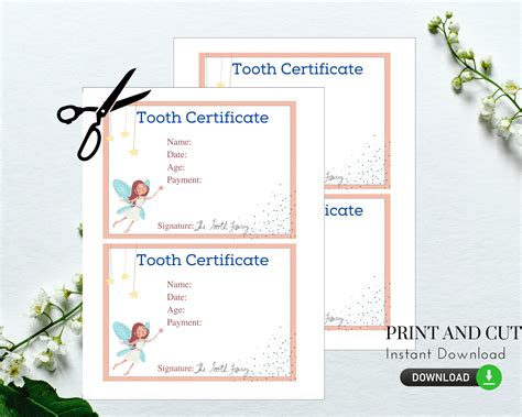 Tooth Fairy Certificate Printable Diy Lost Tooth Card Tooth Fairy Ideas Tooth Certificate