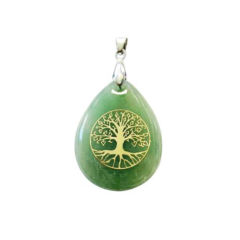 Pendentif Aventurine verte Goutte Arbre de vie France Minéraux