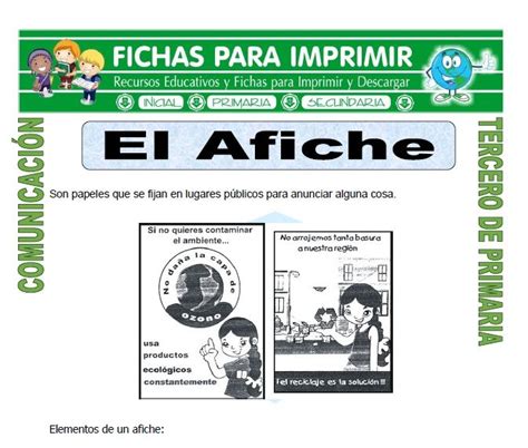 Ficha De Que Es Un Afiche Para Tercero De Primaria Tercero De